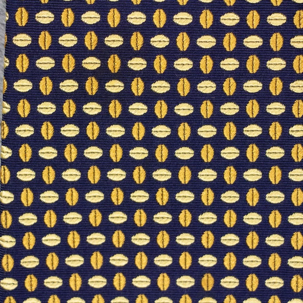 Brooks Brothers Makers Navy Blue‎ Gold Geometric Silk Tie Woven in England USA